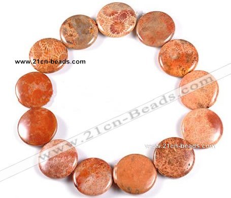 CFC45 15 inches 30mm coin  fossil coral beads Wholesale