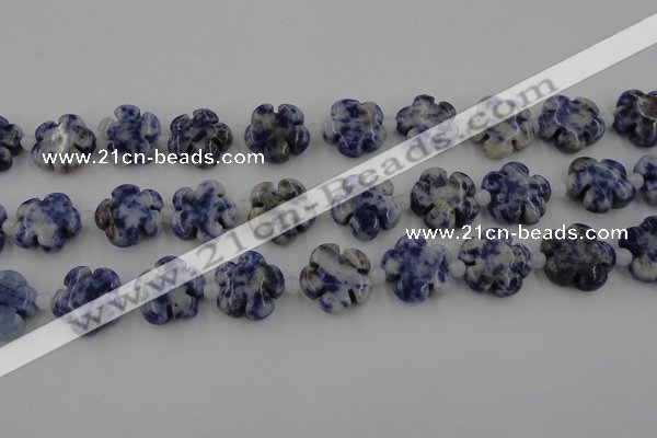 CFG1024 15.5 inches 16mm carved flower sodalite gemstone beads