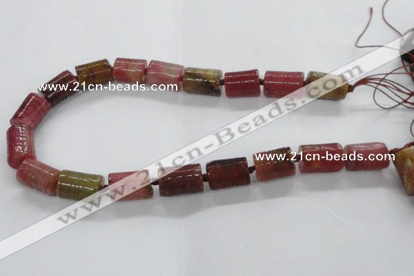 CFG1100 15.5 inches 15*20mm carved tube agate gemstone beads
