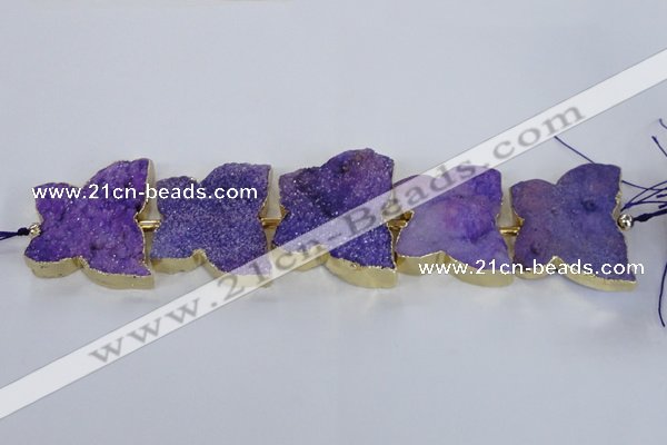 CFG1192 7.5 inches 40*45mm - 45*55mm butterfly druzy agate beads