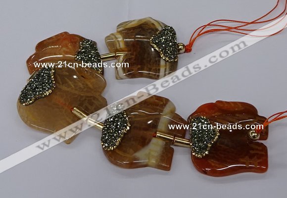 CFG1209 7.5 inches 35*45mm elephant agate gemstone beads wholesale