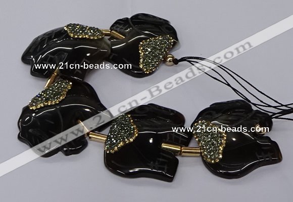 CFG1215 7.5 inches 35*45mm elephant agate gemstone beads wholesale