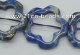 CFG32 15.5 inches 30mm carved flower lapis lazuli gemstone beads
