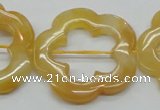 CFG39 15.5 inches 35mm carved flower yellow jade gemstone beads