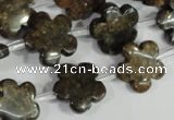 CFG678 15.5 inches 15mm carved flower bronzite gemstone beads