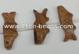 CFG855 Top-drilled 10*23mm carved animal wood jasper beads