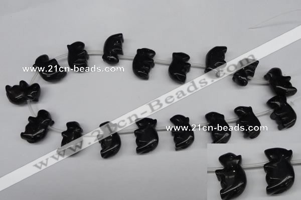 CFG860 Top-drilled 15*24mm carved animal black agate beads