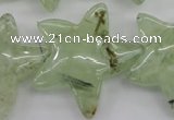 CFG919 15.5 inches 30*33mm carved star green rutilated quartz beads