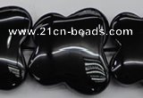 CFG959 15.5 inches 30*33mm carved butterfly black agate beads
