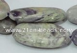 CFJ07 15.5 inches 20*40mm oval natural purple flower stone beads