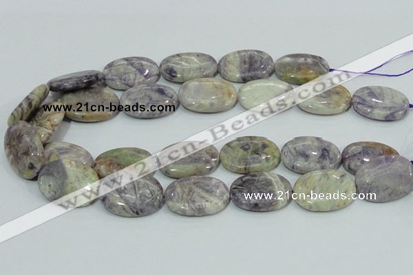 CFJ14 15.5 inches 18*25mm oval natural purple flower stone beads