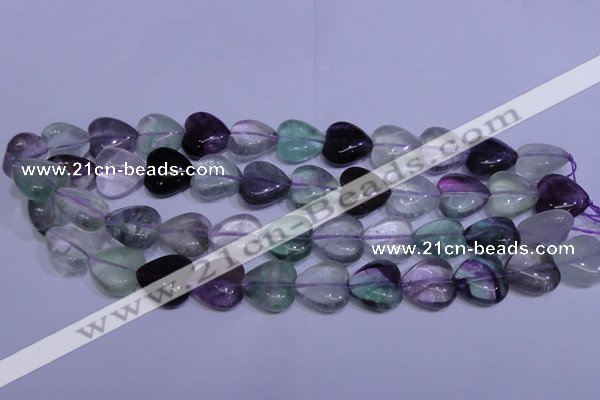 CFL1056 15 inches 18*18mm heart natural fluorite gemstone beads