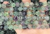 CLF1167 15.5 inches 8mm carved round fluorite gemstone beads