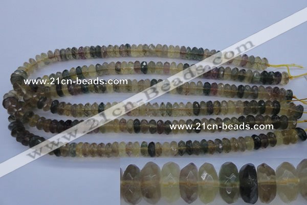 CFL142 15.5 inches 5*10mm faceted rondelle yellow fluorite beads