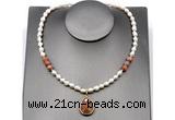 CFN152 baroque white freshwater pearl & moonstone necklace with pendant