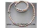 CFN29 8mm - 9mm baroque lavender freshwater pearl jewelry set, 16 - 54 inches