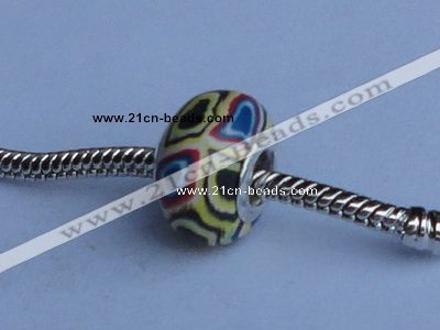 CFP25 20pcs 10*15mm roundel alloy core fimo polymer clay European beads