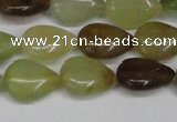 CFW123 15.5 inches 13*18mm flat teardrop flower jade gemstone beads