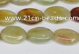 CFW127 15.5 inches 13*18mm flat oval flower jade gemstone beads