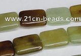 CFW148 15.5 inches 10*14mm rectangle flower jade gemstone beads