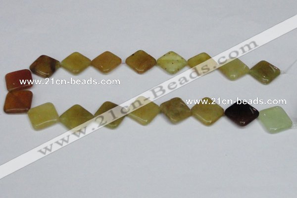 CFW158 15.5 inches 14*14mm diamond flower jade gemstone beads