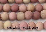 CFW70 15 inches 4mm round matte pink wooden jasper beads