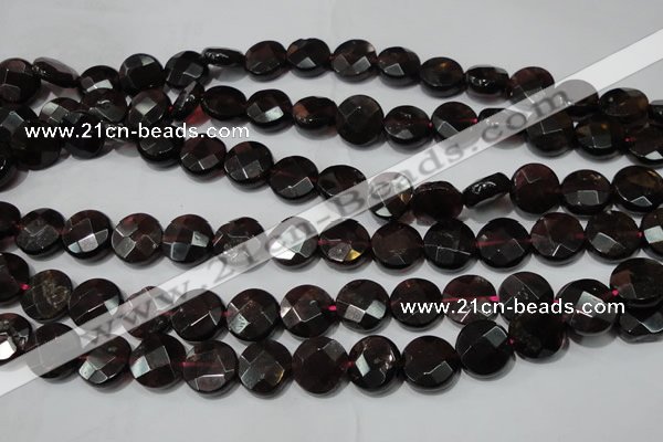 CGA476 15.5 inches 8mm faceted coin natural red garnet beads