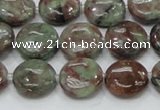 CGA59 15.5 inches 14mm flat round red green garnet gemstone beads
