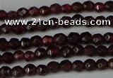CGA660 15.5 inches 3mm faceted round red garnet beads wholesale