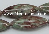 CGA70 15.5 inches 20*40mm horse eye red green garnet gemstone beads