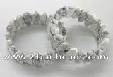 CGB3325 7.5 inches 10*20mm faceted oval white howlite bracelets