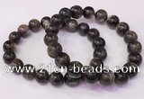 CGB4557 7.5 inches 10mm - 11mm round black sunstone beaded bracelets