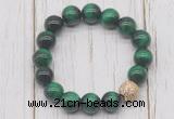 CGB5677 10mm, 12mm green tiger eye beads with zircon ball charm bracelets