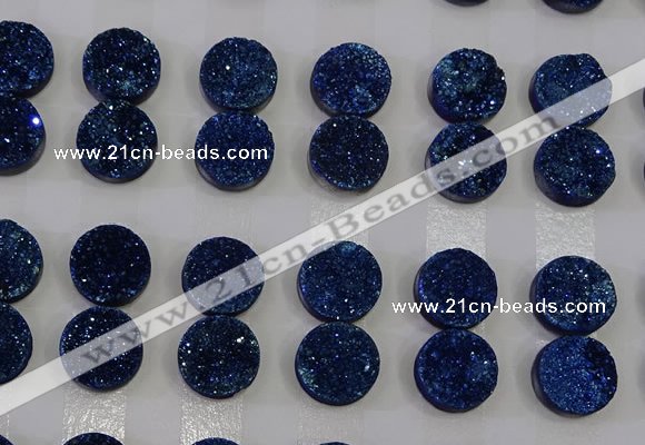CGC114 14mm flat round druzy quartz cabochons wholesale