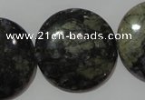 CGE129 15.5 inches 30mm flat round glaucophane gemstone beads