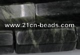 CGH62 15.5 inches 16*40mm faceted tube green hair stone beads