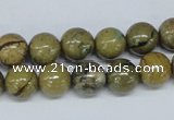 CGJ01 15.5 inches 10mm round green line jasper gemstone beads wholesale