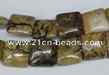 CGJ02 15.5 inches 12*12mm square green line jasper beads wholesale