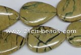 CGJ05 15.5 inches 18*25mm teardrop green line jasper beads wholesale