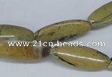 CGJ07 15.5 inches 10*26mm flat marquise green line jasper beads wholesale