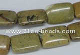 CGJ09 15.5 inches 13*18mm rectangle green line jasper beads wholesale