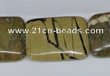 CGJ11 15.5 inches 22*30mm rectangle green line jasper beads wholesale