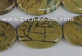 CGJ39 15.5 inches 22*30mm oval green line jasper beads wholesale
