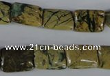 CGJ45 15.5 inches 12*16mm rectangle green line jasper beads wholesale