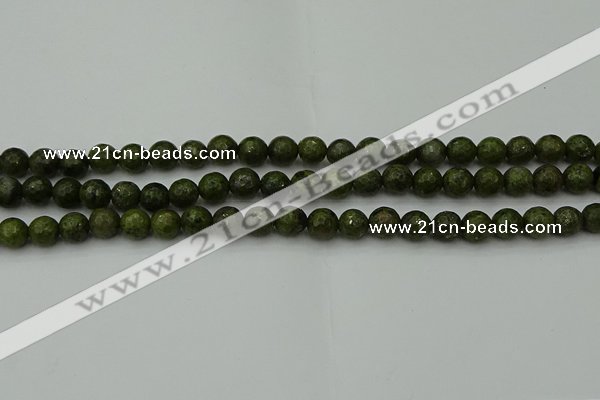 CGJ461 15.5 inches 6mm faceted round green jasper beads wholesale