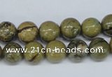 CGJ63 15.5 inches 12mm round green line jasper beads wholesale