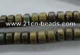 CGJ64 15.5 inches 5*8mm tyre green line jasper beads wholesale