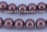 CGL128 5PCS 16 inches 16mm round dyed glass pearl beads wholesale