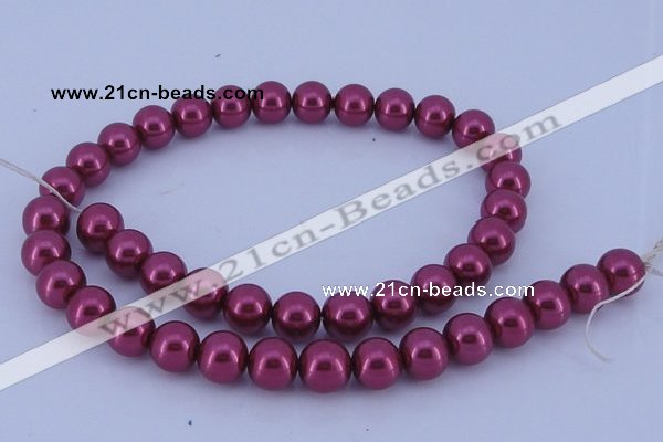 CGL316 5PCS 16 inches 12mm round dyed glass pearl beads wholesale