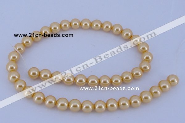 CGL55 5PCS 16 inches 10mm round dyed glass pearl beads wholesale